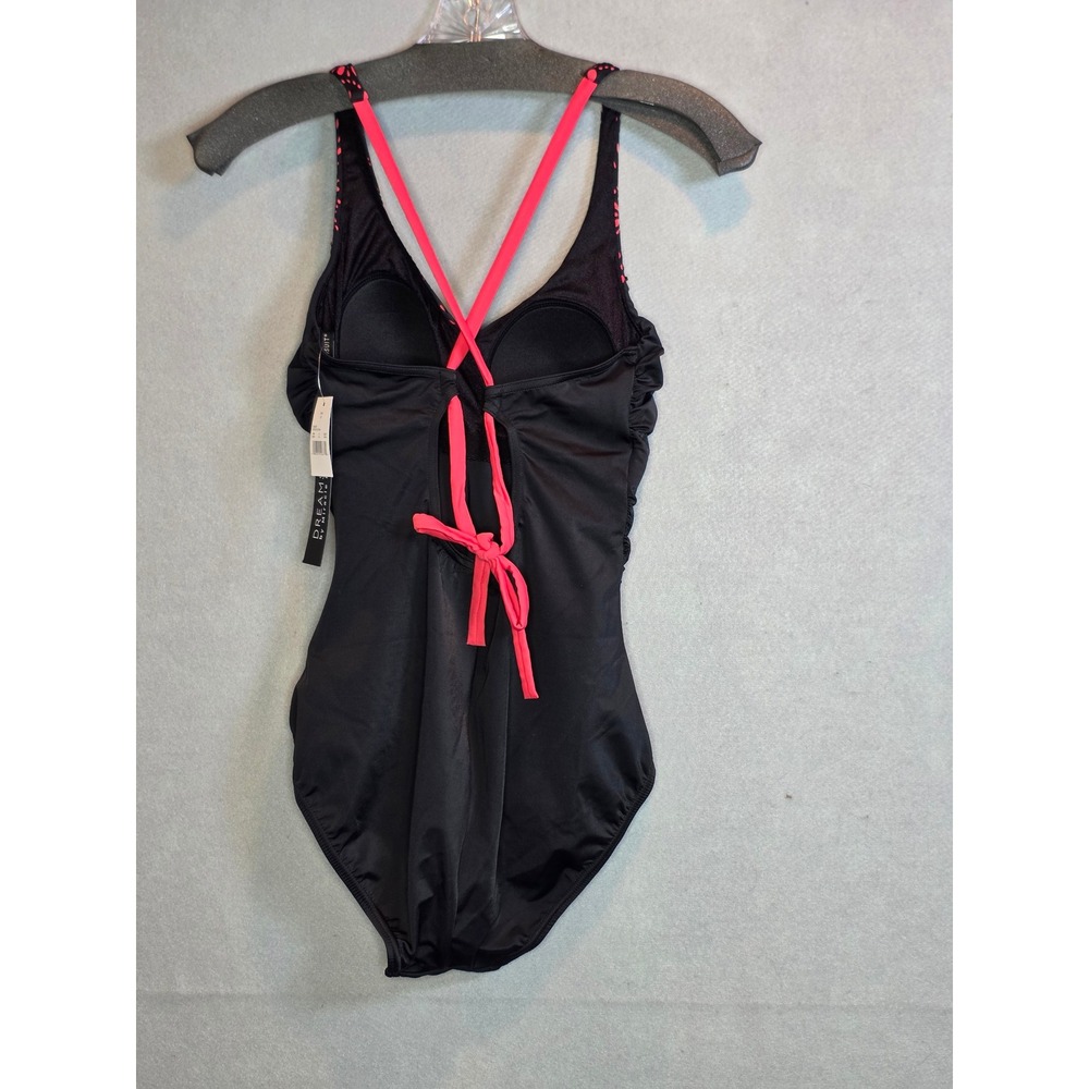 Dreamsuit by Miracle Brands Black Pink Laser Cut Ruched One Piece Swimsuit 8 - Picture 10 of 10